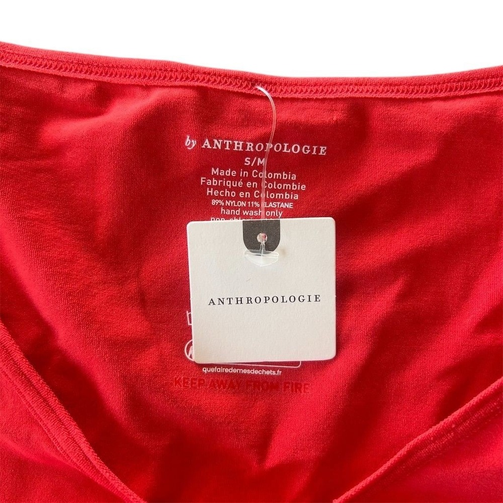 NWT Anthropologie Red Lace Trimmed Cropped Bolero Cardigan Long Sleeve S M - Picture 7 of 8